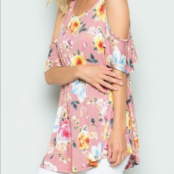 EEB Lolly floral cold shoulder tunic top - Picture 3 of 4